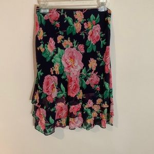 Lauren Ralph Lauren chiffon skirt Knee length Beautifully ruffled at bottom. New